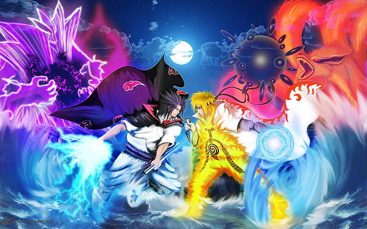 Naruto Uzumake und Uchiha Sasuke digitale Tapete, Anime, Naruto, Kampf, Naruto Uzumaki, Sasuke Uchiha, HD-Hintergrundbild