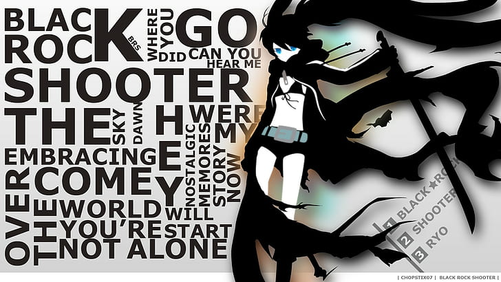 Black Rock Shooter, anime girls, anime, Strength (Black Rock Shooter), typography, HD wallpaper
