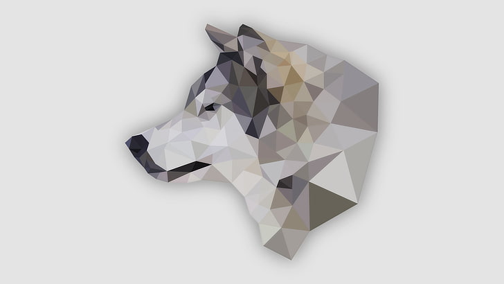ilustrasi serigala abu-abu dan putih, hewan, sederhana, serigala, Wallpaper HD