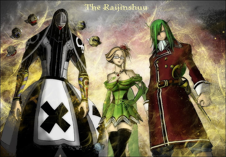 Fairy Tail, The Raijinshuu, Bickslow, Evergreen und Justine, HD-Hintergrundbild