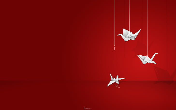 origami, żurawie (ptak), papier, grafika, Tapety HD