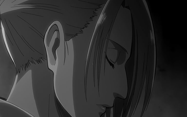 Anime, Attack On Titan, Annie Leonhart, Schwarz & Weiß, Traurigkeit, Shingeki No Kyojin, HD-Hintergrundbild
