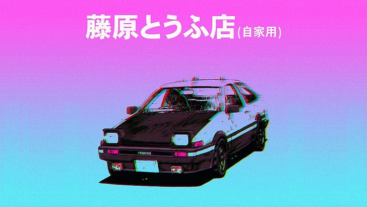 Initial D, anime, art installation, car, Japan, HD wallpaper