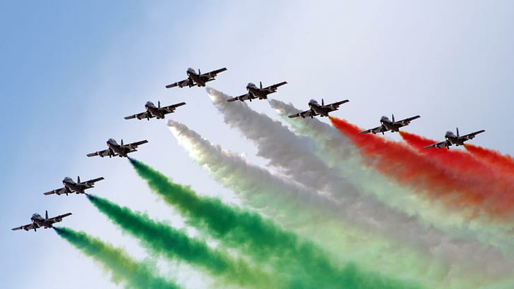 インドの旗、飛行機、コマーシャル、航空機、曲技飛行、飛行機、飛行機、 HDデスクトップの壁紙