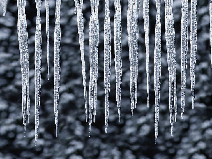icicles, number, winter, cold, ice, HD wallpaper