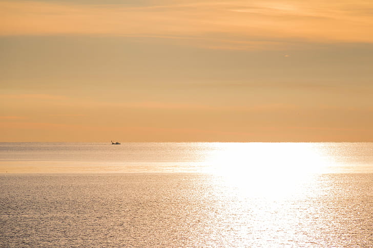 photography of sea during sunset, Sea, photography, sunset, Gold, Ystad, coast, hav, kust, vatten, water, exif, model, canon eos, 760d, geo, country, camera, city, state, aperture, ƒ / 10, iso_speed, lens, ef, s18, f/3.5, geo:location, focal_length, mm, canon, nature, summer, sun, sunlight, sky, dusk, orange Color, beach, outdoors, HD wallpaper