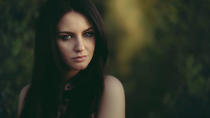 wanita, model, berambut cokelat, wajah, mata biru, Aurela Skandaj, David Olkarny, Wallpaper HD