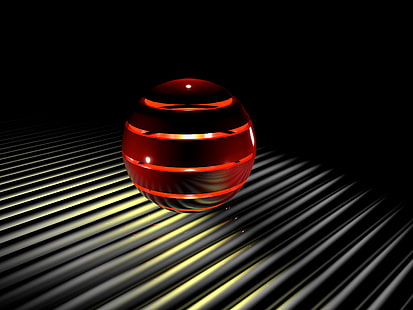 juguete de mármol rojo, esfera, luz, 3d, bola, Fondo de pantalla HD HD wallpaper