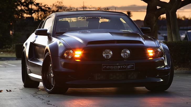Ford Mustang GT Forgiato черен, Ford, Mustang, черен, HD тапет