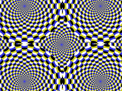 синие и желтые иллюзии цифровые обои, абстракция, оптическая иллюзия, HD обои HD wallpaper