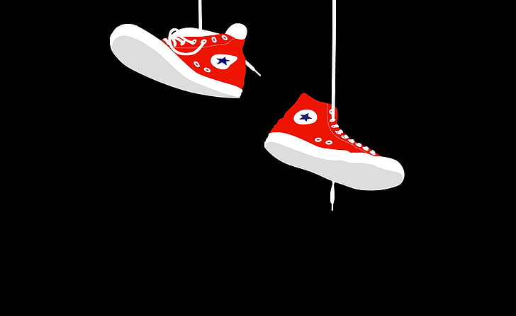 Converse Sneakers, pair of red Converse All-Star high-tops illustration, Aero, Black, Sneakers, converse, HD wallpaper
