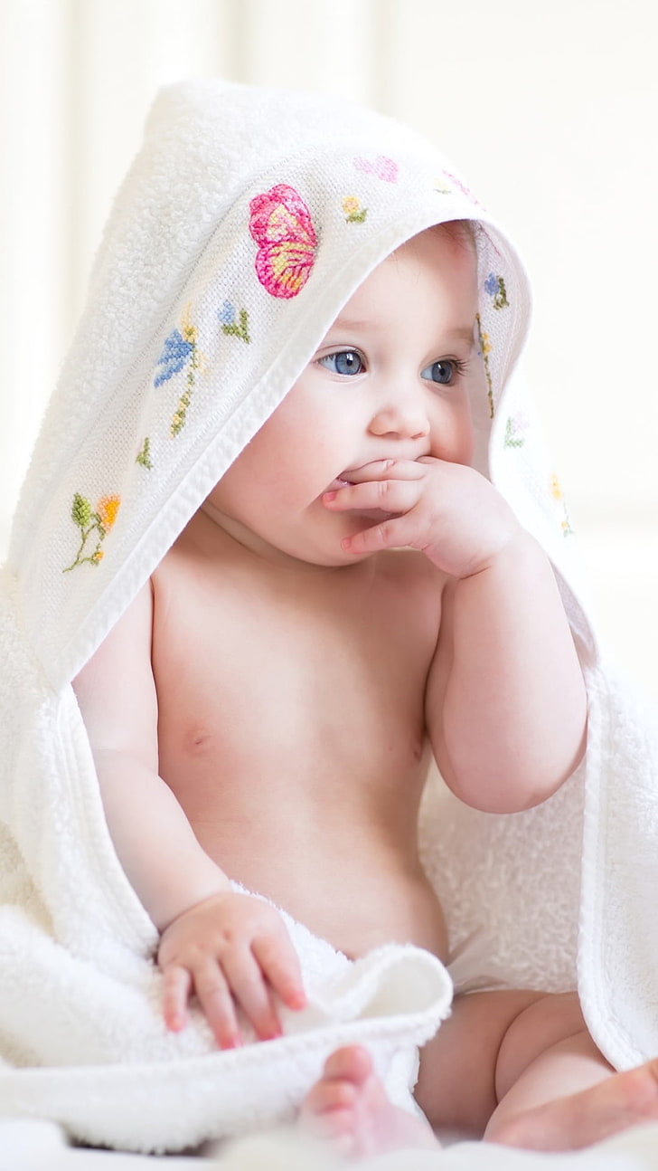 Cute Baby Blanket, white floral towel, Baby, , cute, blanket, HD wallpaper