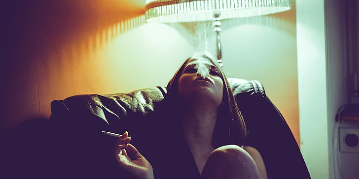 ผู้หญิง, สูบบุหรี่, ผมสีน้ำตาล, บุหรี่, วอลล์เปเปอร์ HD