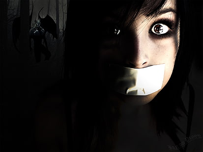 ภาพประกอบใบหน้าของผู้หญิง Photoshop ปิดปาก, วอลล์เปเปอร์ HD HD wallpaper