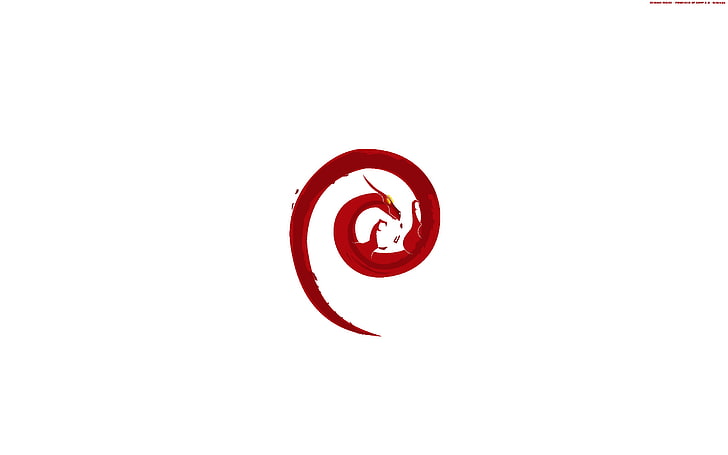 赤いスパイラルロゴ、Linux、Debian、 HDデスクトップの壁紙