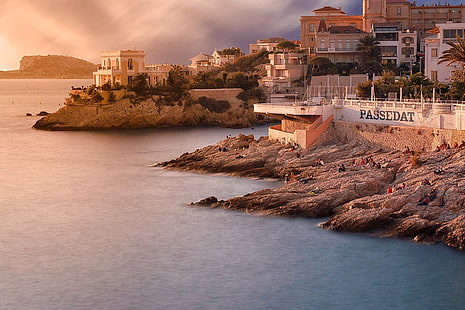плаж, каланки, корниш, Франция, Марсилия, природа, панорама, панорамен, плаж, Прадо, Прованс, Ривас, море, HD тапет HD wallpaper