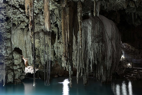 пещера, сенот, центральная америка, пресная вода, грот, известняковая дыра, Мексика, природа, сталактиты, юкатна, HD обои HD wallpaper
