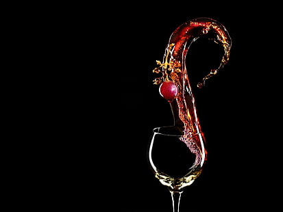copa de vino transparente, vino, vidrio, cereza, Fondo de pantalla HD HD wallpaper
