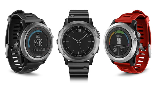 drei runde silberfarbene Armbanduhren, Garmin, Uhren, Fenix ​​3, Hi-Tech News 2015, Best Watches 2015, Rückblick, Linie 3, Fenix3, Multisport, HD-Hintergrundbild HD wallpaper