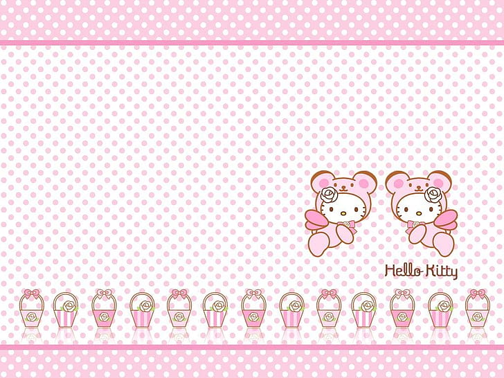 sevimli Hello Kitty Anime Hello Kitty HD sanat yay, sevimli, pembe, Hello Kitty, elbise, yay, HD masaüstü duvar kağıdı