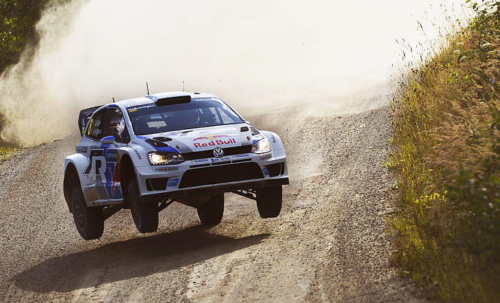 자동, 폭스 바겐, 속도, WRC, 랠리, 폴로, 공중에서, HD 배경 화면