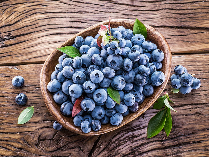 berries, blueberries, basket, fresh, blueberry, HD wallpaper