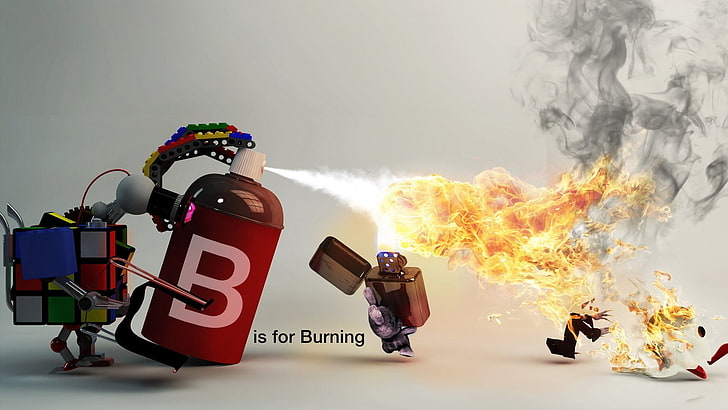 foto animada de isqueiro e 3x3 rubik, fogo, zippo, spray, queima, coelhos, LEGO, HD papel de parede