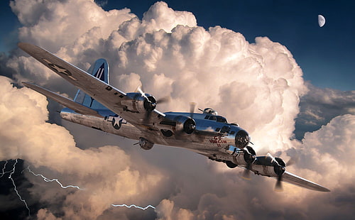 World War 2 Plane, grå och svart stridsflygplan, Vintage, World, Plane, HD tapet HD wallpaper