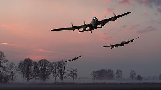 Avro Lancaster, dambusters, 617 ескадрила, британска, британска армия, Втората световна война, Lincolnshire, Bomber, HD тапет HD wallpaper