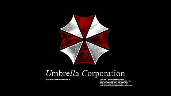 Umbrella Corporation、黒背景、タイポグラフィ、ビデオゲーム、バイオハザード、 HDデスクトップの壁紙 HD wallpaper