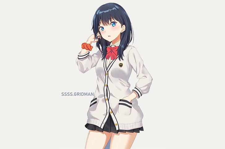SSSS.GRIDMAN, Takarada Rikka, simple background, simple, anime, anime girls, HD wallpaper
