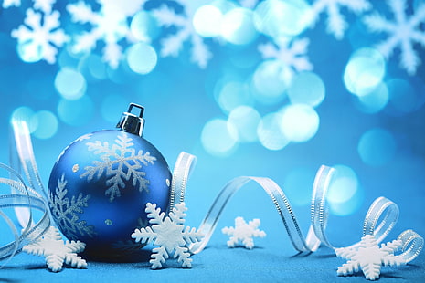 Weihnachtsferien-Schneeflocke-Kugeln, verschieden, Weihnachten, Feiertage, Weihnachtskugeln, Schneeflocken, Kugeln, HD-Hintergrundbild HD wallpaper