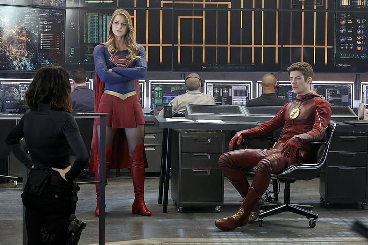 Supergirl, Melissa Benoist, Flash, En İyi Diziler, Grant Gustin, Crossover, HD masaüstü duvar kağıdı