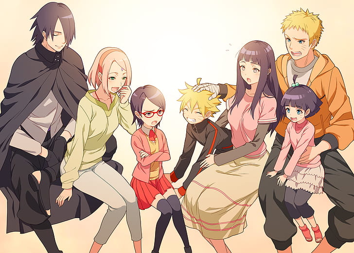 Anime, Boruto: Naruto the Movie, Boruto Uzumaki, Himawari Uzumaki, Hinata Hyūga, Naruto, Naruto Uzumaki, Sakura Haruno, Sarada Uchiha, Sasuke Uchiha, HD wallpaper