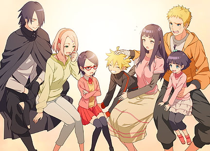 Anime, Boruto: Naruto the Movie, Boruto Uzumaki, Himawari Uzumaki, Hinata Hyūga, Naruto, Naruto Uzumaki, Sakura Haruno, Sarada Uchiha, Sasuke Uchiha, HD wallpaper HD wallpaper