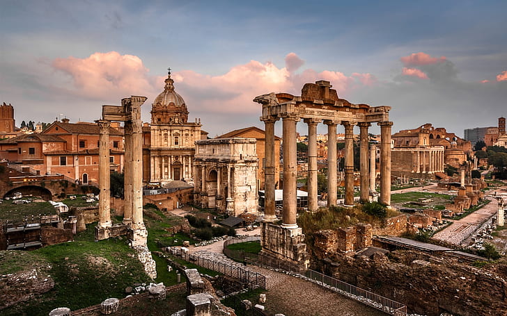 Roman Forum, Italia, reruntuhan, Roman, Forum, Italia, Reruntuhan, Wallpaper HD