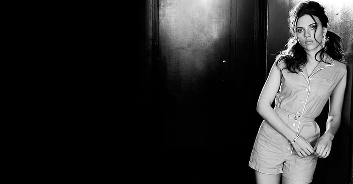 Scarlett Johansson, svartvitt, armband, HD tapet