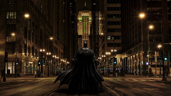 Batman-Illustration, Batman, The Riddler, Fankunst, Gotham City, Chicago, Photoshop, The Dark Knight, HD-Hintergrundbild HD wallpaper