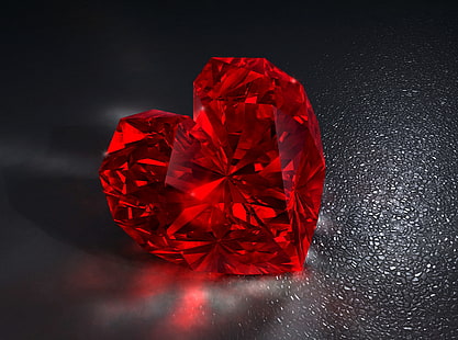 Corazón de diamante, corazón rojo diamante, Amor, Hermosa, Corazón, Diamante, Lujo, Brillante, vida de lujo, Fondo de pantalla HD HD wallpaper