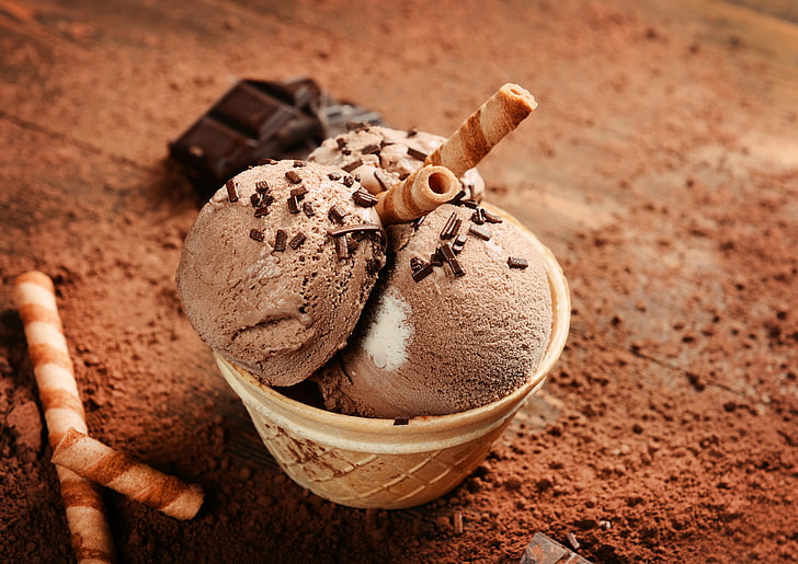 лъжички за сладолед, шоколад, сладолед, десерт, вафли, туба, HD тапет