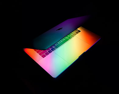 Apple MacBook Pro Laptop Kolorowy, komputery, sprzęt, ciemny, laptop, kolorowy, jabłko, tęcza, jasny, kontrast, technologia, Macbook, macbookpro, wysoka wydajność, Tapety HD HD wallpaper