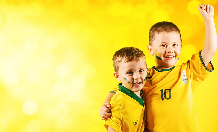 5K, FIFA, Brasil, Penggemar, Sepak Bola, Anak-Anak, Sepak Bola, 4K, Wallpaper HD