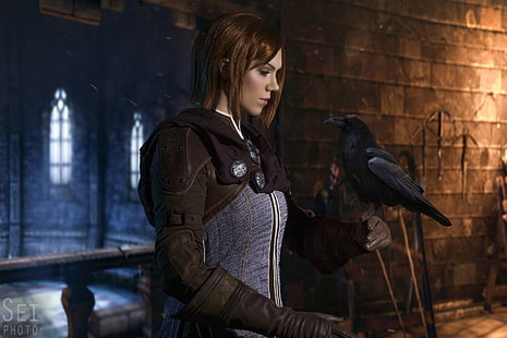 Женщины, Косплей, Dragon Age: Инквизиция, Лелиана (Dragon Age: Инквизиция), HD обои HD wallpaper