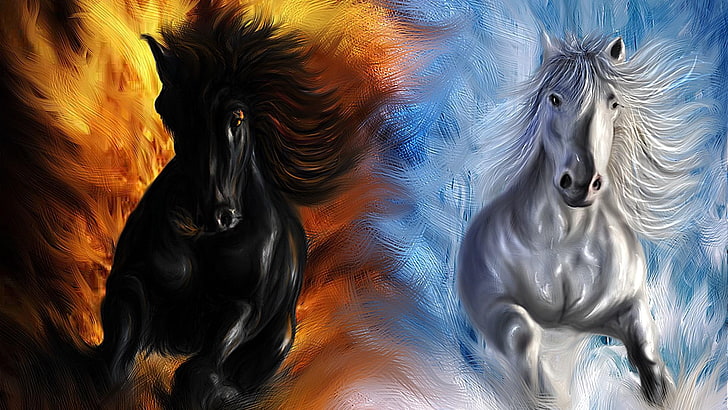 лошади, конь, искусство, произведения искусства, художественные, животные, HD обои