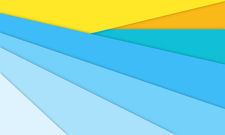 yellow, blue, and white abstract color illustration, Material Design, Android, Stock, 4K, HD wallpaper