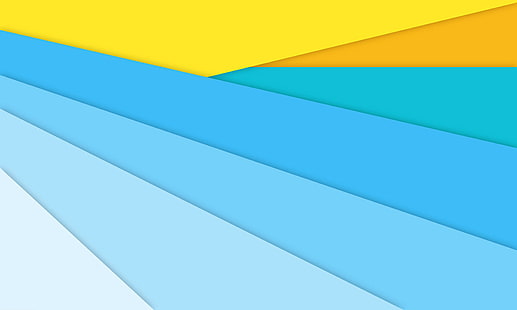 노랑, 파랑 및 흰색 추상적 인 색 그림, 소재 디자인, 안드로이드, 주식, 4K, HD 배경 화면 HD wallpaper