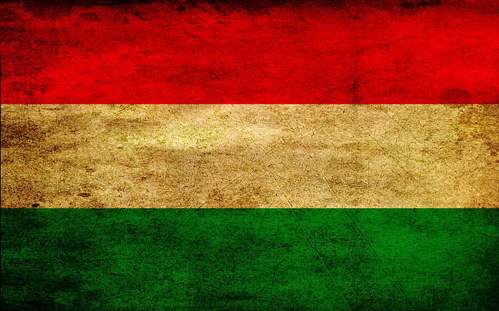 red, yellow, and green striped flag, flag, stripes, hungary, symbols, HD wallpaper