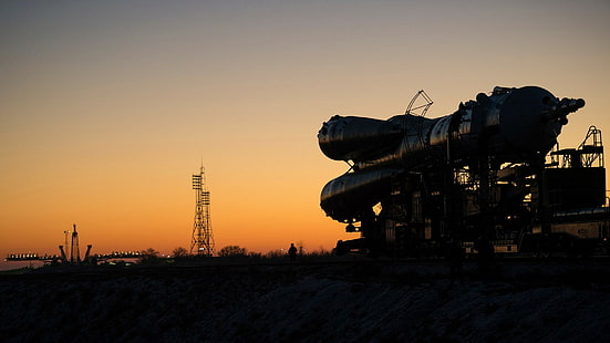 روسكوزموس ، قاعدة بايكونور الفضائية ، صاروخ ، سويوز، خلفية HD HD wallpaper