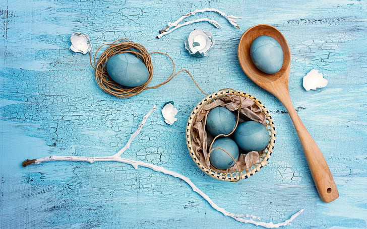 Huevos de Pascua pintados, Pascua, Huevos, azul, pintados, Fondo de pantalla HD