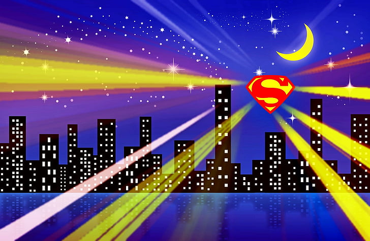 スーパーマン、芸術、都市、スーパーマンロゴ、 HDデスクトップの壁紙